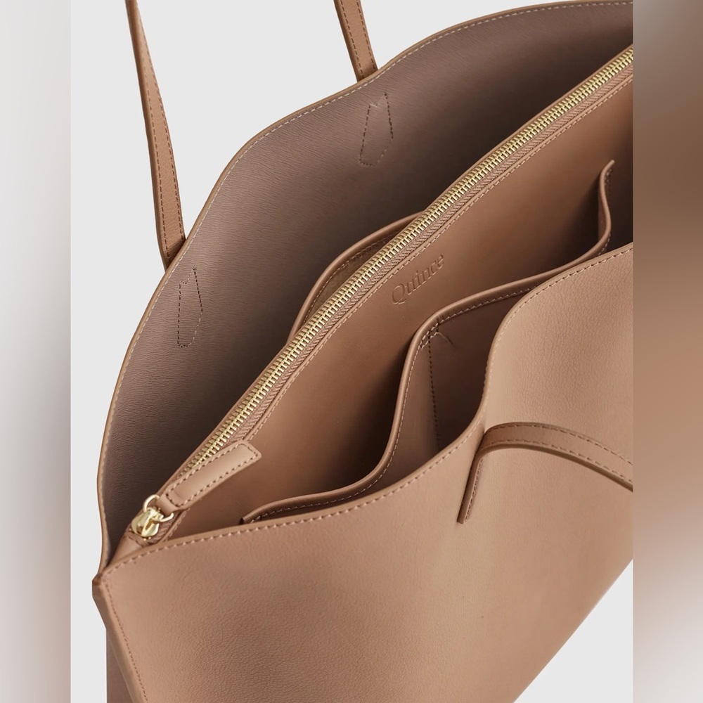 QUINCE- Italian Leather Triple Compartment Tote- Cappuccino
NWT + dust bag - Picture 8 of 11